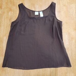 EUC Emma James brown sheer tank top blouse shirt